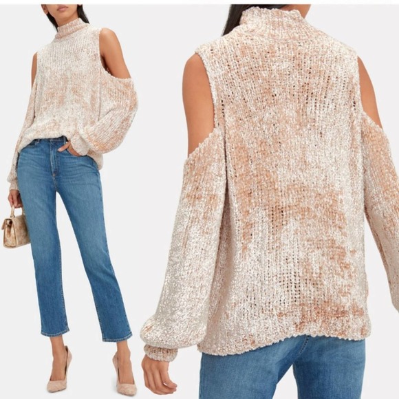 Caroline Constas Sweaters - CAROLINE CONSTAS Chenille Cold Shoulder Sweater Size Small Retail $495